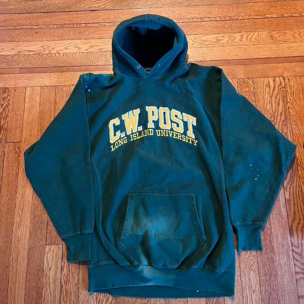 Vintage‎ sun faded C.W. post all embroirded hoodie